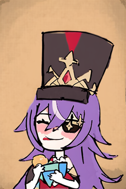 15467-561511773-masterpiece, best quality,  _lora_chevreuse_1_,  _lora_jpd_1.2_,sketch,_1girl, purple hair, hat, eyepatch, solo, food, plate, lo.png